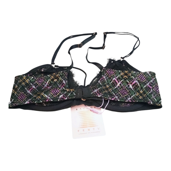 NWT Savage X Fenty Bra That's Hella Plaid Black Size 34DD Whimsigoth - Picture 2 of 6